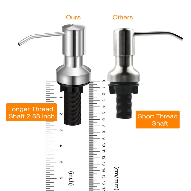 izolor Sink Soap Dispenser for Kitchen Sink, Countertop Built in Sink Soap Dispenser with 47â€Extension Tube kit, No Need to Fill The Little Bottle Again (Brushed Nickel) - Image 2